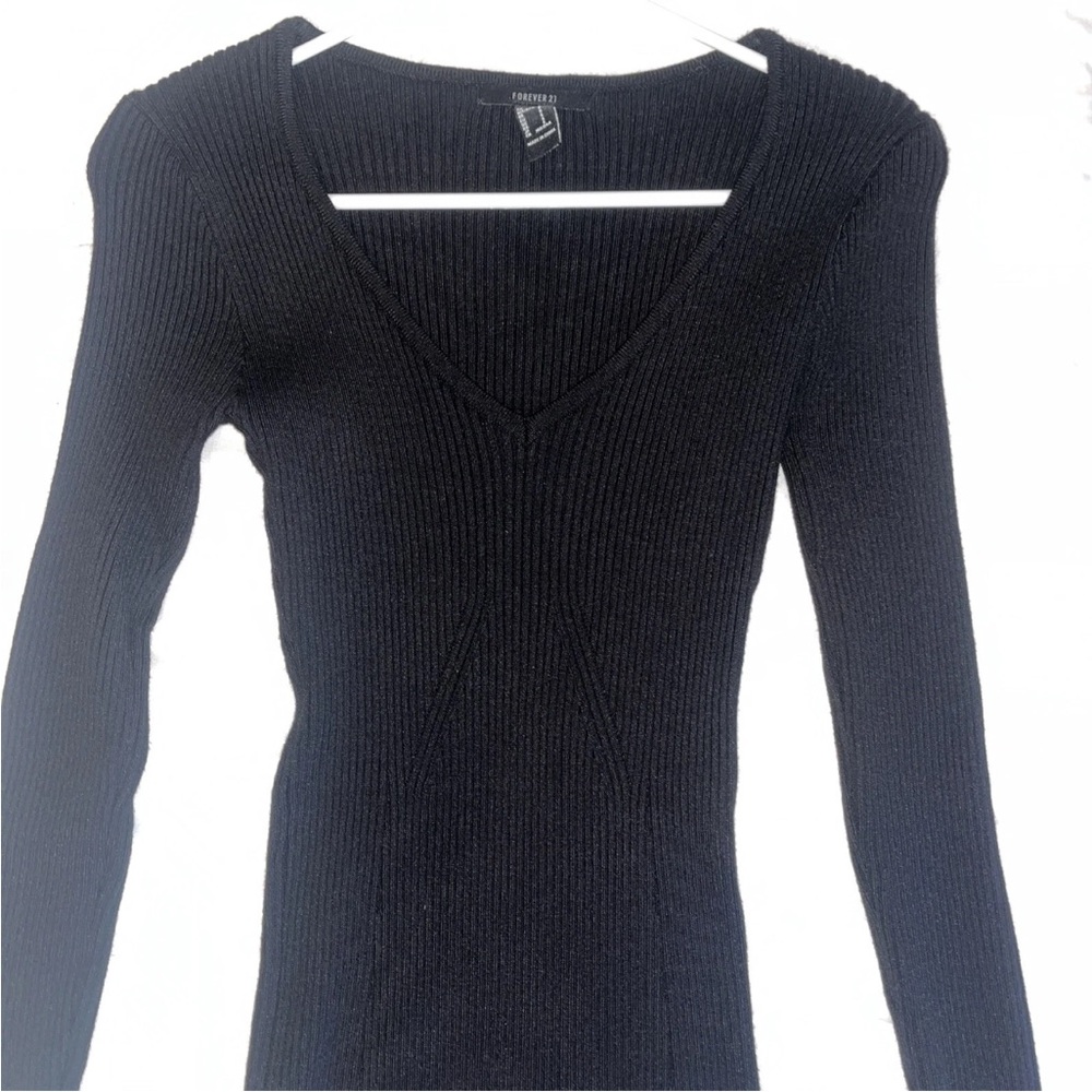 Forever 21 Long Sleeve Sweater Bodycon Sexy Black Dress Brand New Size Small - Picture 5 of 5